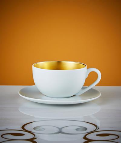 Desire Coffee Cup And Saucer in White And Gold