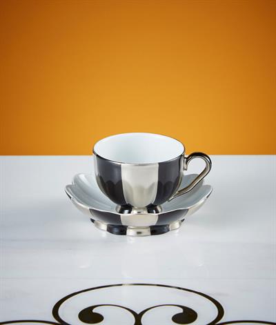 Hoffmann Coffee Cup And Saucer in Black And Platinum